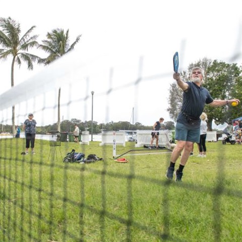 Picture of man playing pickleball