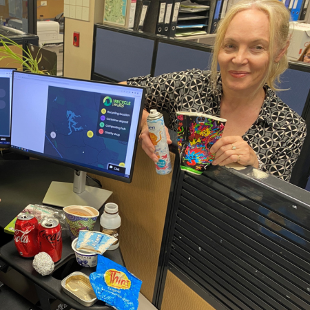 Emma Menzies showcasing Recycle Mate app
