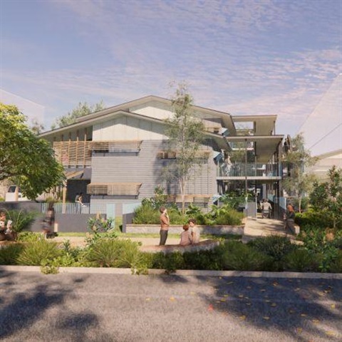 An artist's impression of a three-storey residential building.