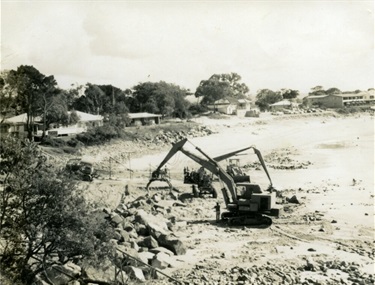 Seawall construction under way in 1969