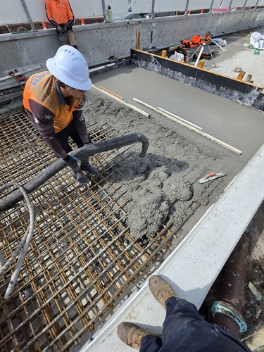 Concrete is poured as part of the Doonella Lake Bridge upgrade